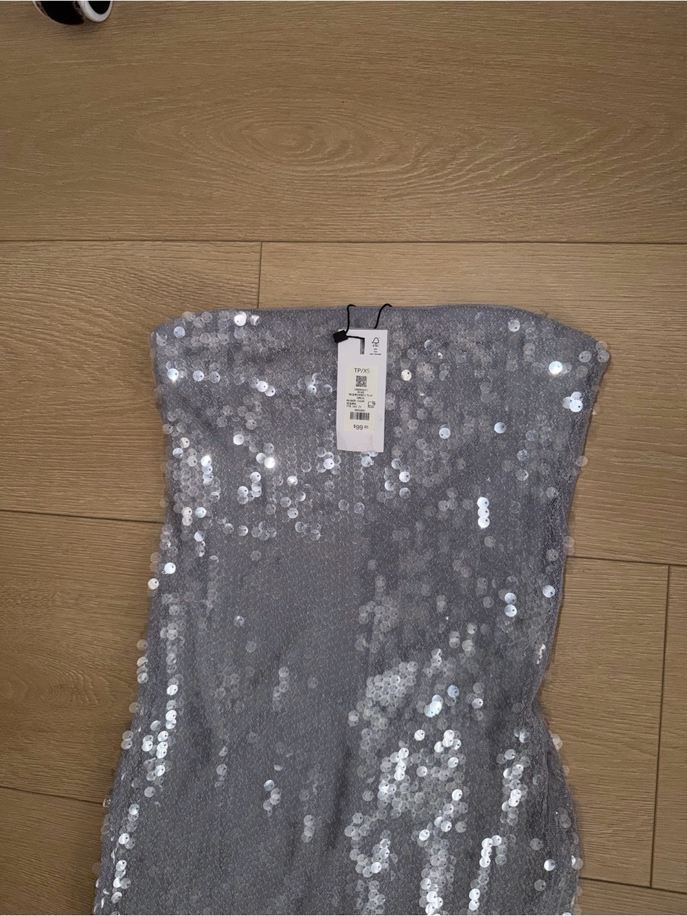 Dynamite Silver Strapless Sequin Column Dress - Picture 3 of 6